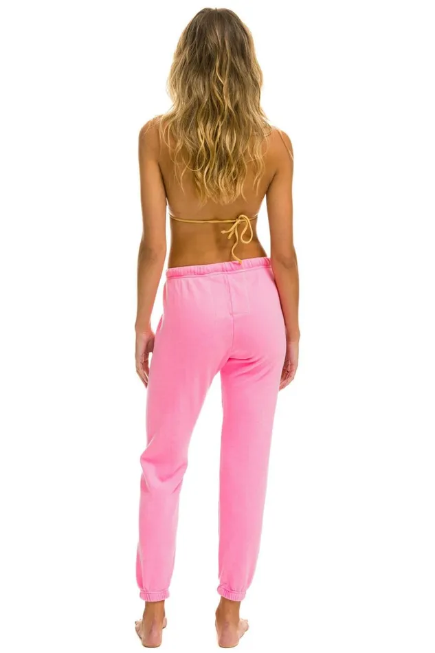 Women Bottoms Aviator Nation LOGO SWEATPANTS 8211 NEON PINK