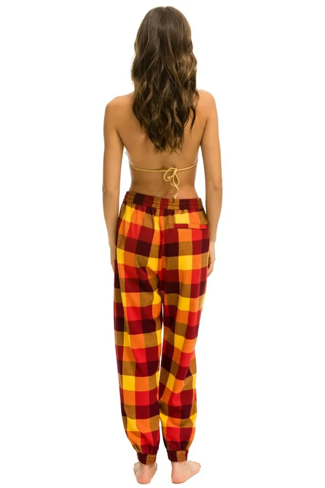 Women Bottoms Aviator Nation PLAID LODGE PANT 8211 SURFY PLAID