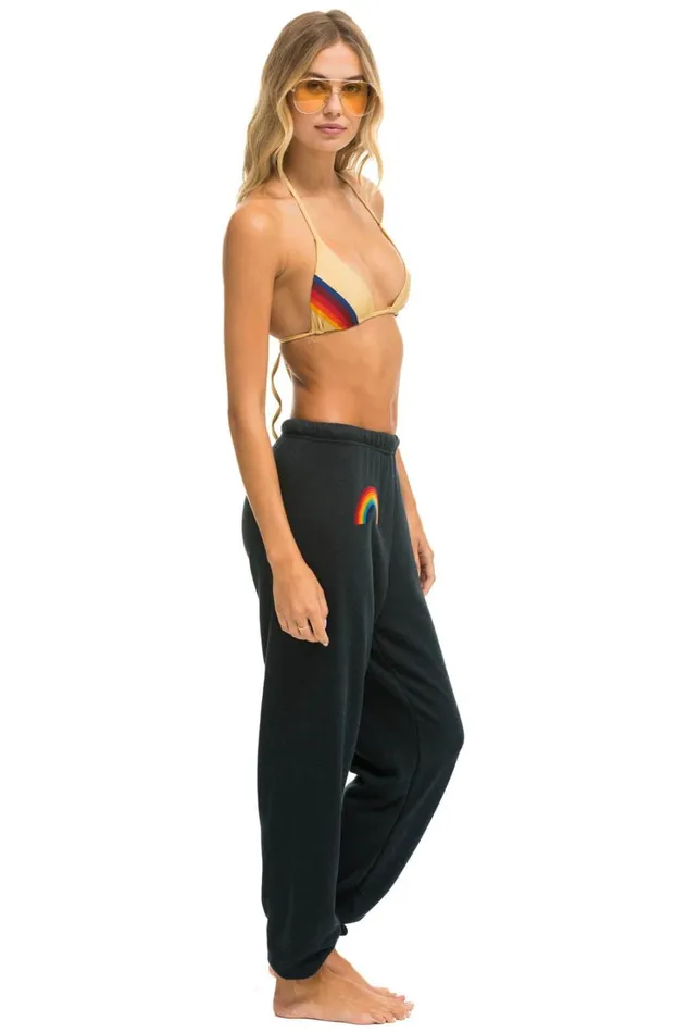 Women Bottoms Aviator Nation RAINBOW EMBROIDERY SWEATPANTS 8211 CHARCOAL Women Bottoms Aviator Nation RAINBOW EMBROIDERY SWEATPANTS 8211 CHARCOAL