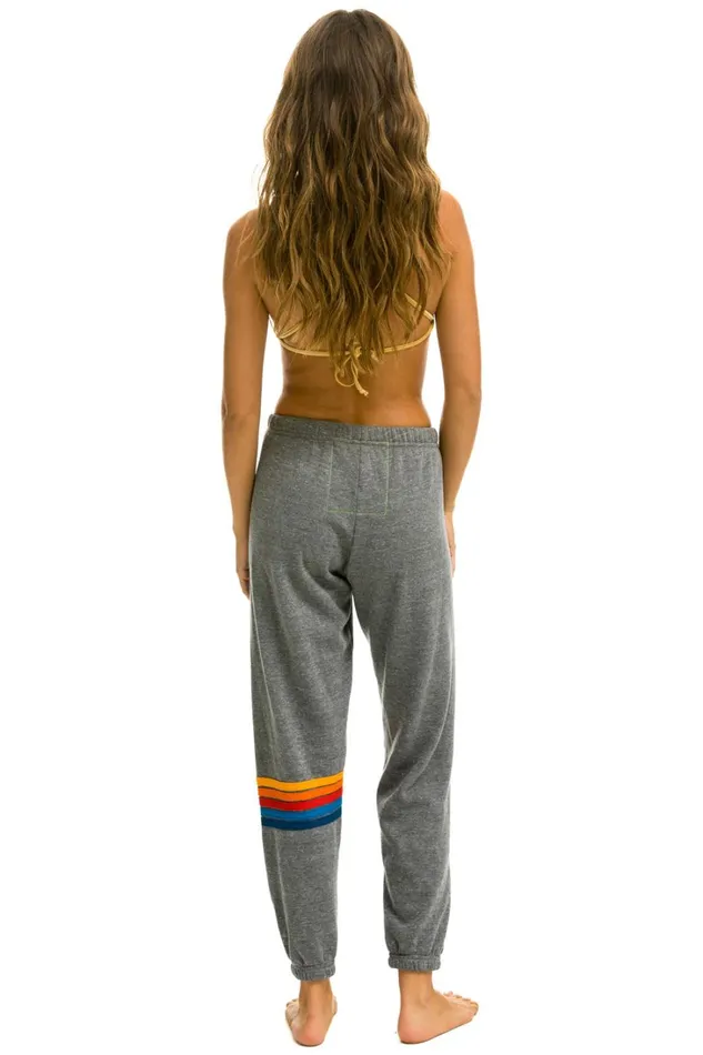 Women Bottoms Aviator Nation RAINBOW STITCH SWEATPANTS 8211 HEATHER GREY 2