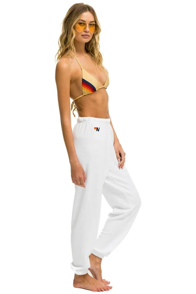 Women Bottoms Aviator Nation SMILEY 2 LIGHT WEIGHT SWEATPANTS 8211 WHITE Women Bottoms Aviator Nation SMILEY 2 LIGHT WEIGHT SWEATPANTS 8211 WHITE