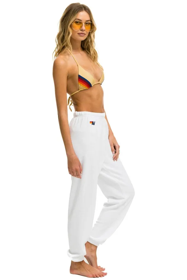 Women Bottoms Aviator Nation SMILEY SUNSET SWEATPANTS 8211 WHITE