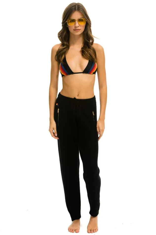 Women Bottoms Aviator Nation VINTAGE CABIN CASHMERE SWEATER PANTt BLACK