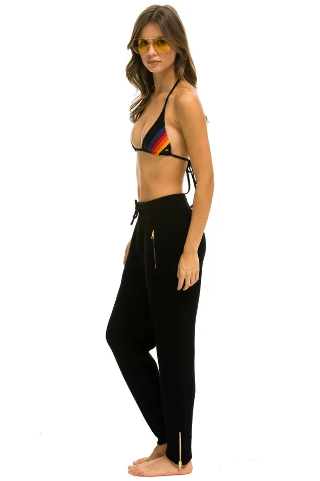 Women Bottoms Aviator Nation VINTAGE CABIN CASHMERE SWEATER PANTt BLACK