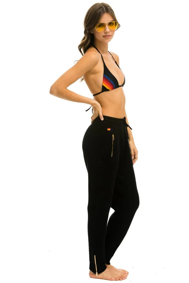 Women Bottoms Aviator Nation VINTAGE CABIN CASHMERE SWEATER PANTt BLACK