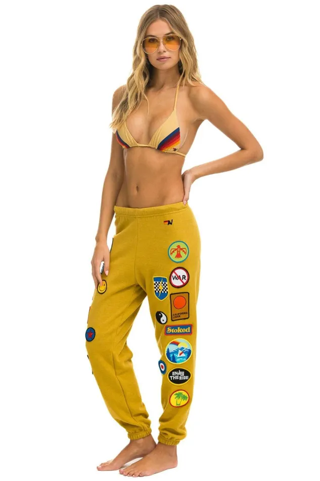 Women Bottoms Aviator Nation VINTAGE PATCH SWEATPANTS 8211 KHAKI