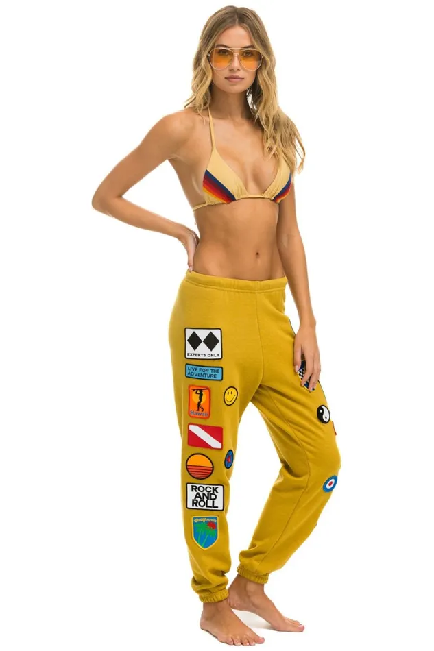 Women Bottoms Aviator Nation VINTAGE PATCH SWEATPANTS 8211 KHAKI