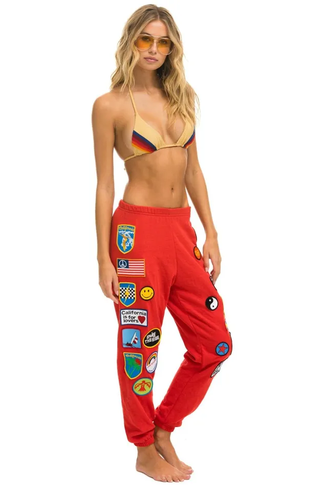 Women Bottoms Aviator Nation VINTAGE PATCH SWEATPANTS 8211 RED