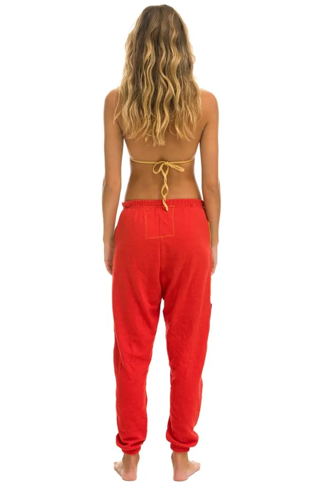 Women Bottoms Aviator Nation VINTAGE PATCH SWEATPANTS 8211 RED