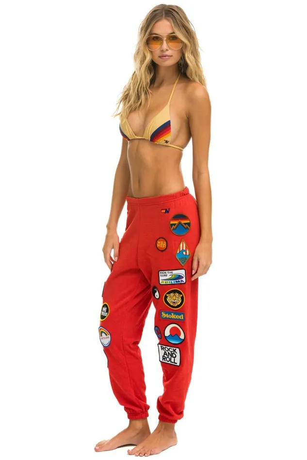 Women Bottoms Aviator Nation VINTAGE PATCH SWEATPANTS 8211 RED