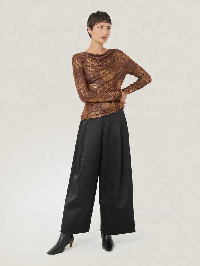 Women Brushed Bronze Cowl Top Bronze Jigsaw Shirts and Tops