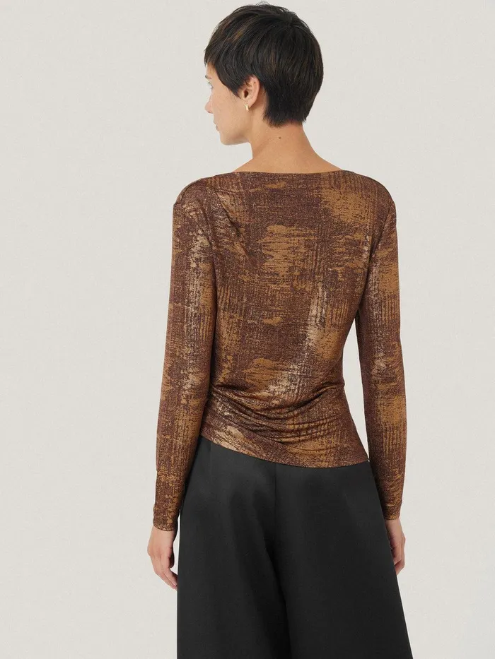Women Brushed Bronze Cowl Top Bronze Jigsaw Shirts and Tops