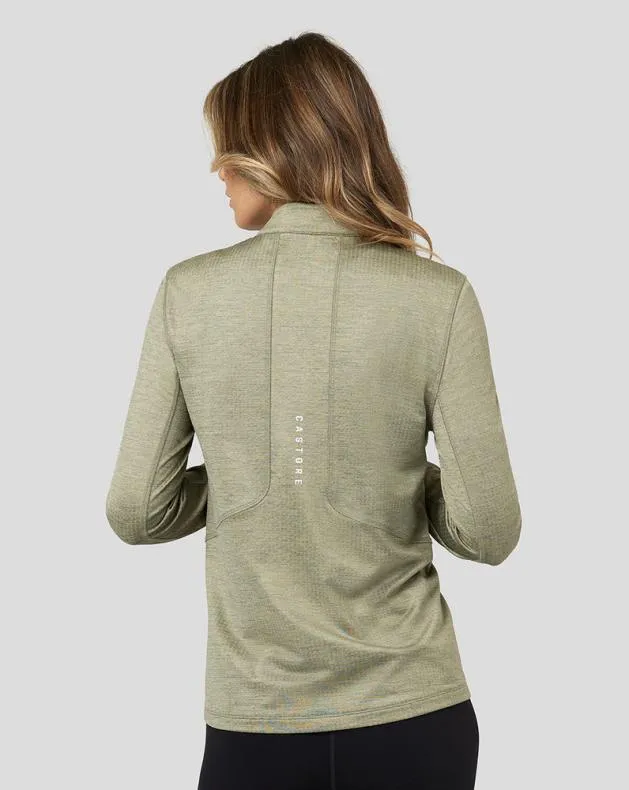 Women Castore Tops Active Long Sleeve Half Zip Midlayer Top 8211 Laurel Green