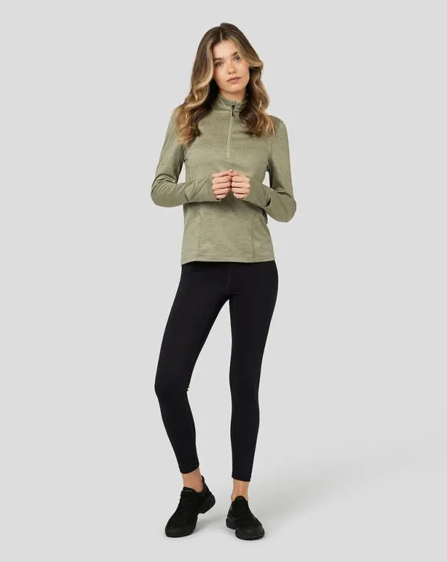 Women Castore Tops Active Long Sleeve Half Zip Midlayer Top 8211 Laurel Green