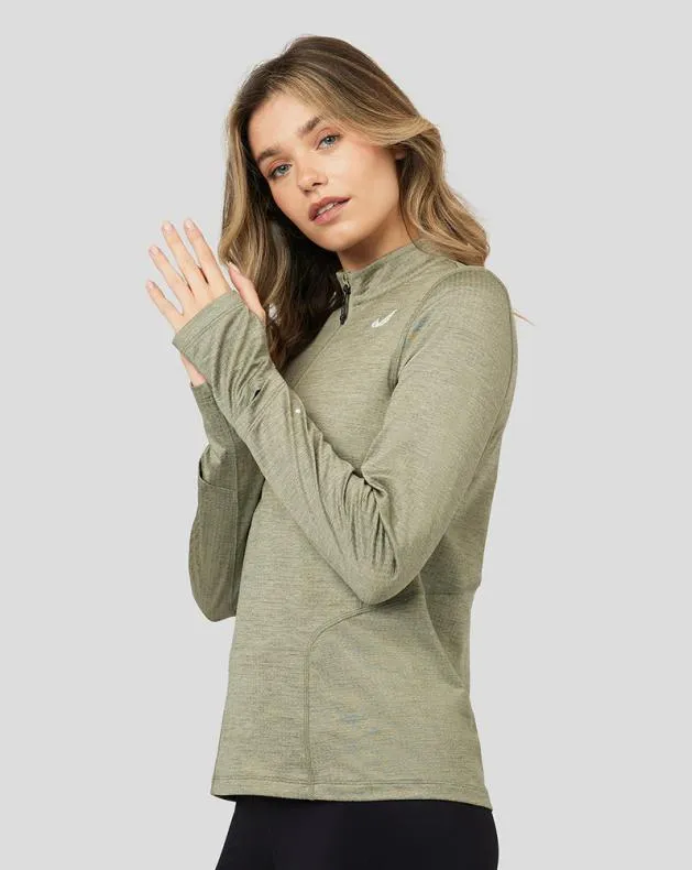 Women Castore Tops Active Long Sleeve Half Zip Midlayer Top 8211 Laurel Green