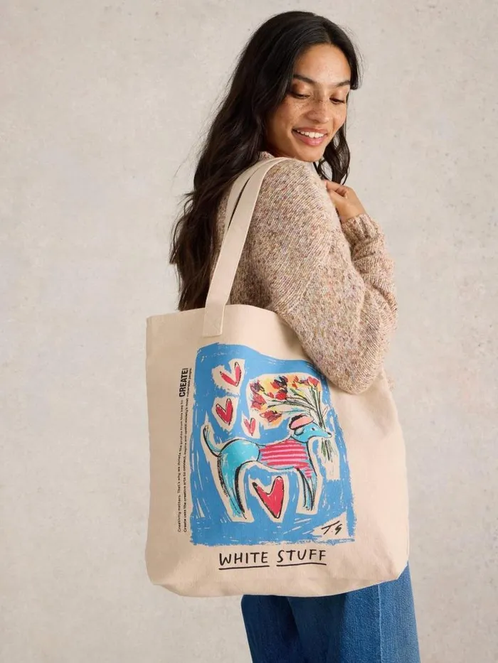 Women Charity Tote Bag Natural Print White Stuff Bags and Purses