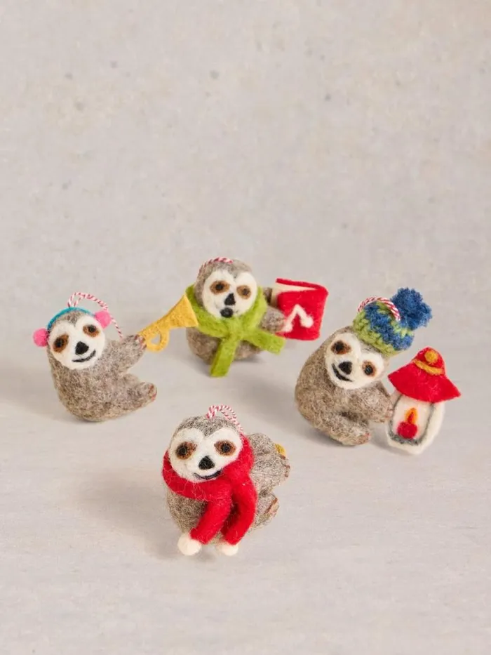 Women Christmas Carol Sloth Egg Box Grey Multi White Stuff Decorations