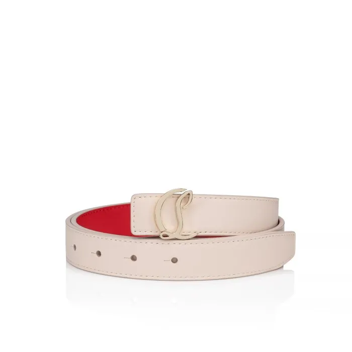 Women CL Logo Belt 8211 Calf Leather 8211 Leche Christian Louboutin Belts