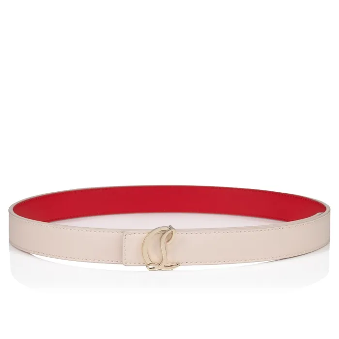Women CL Logo Belt 8211 Calf Leather 8211 Leche Christian Louboutin Belts