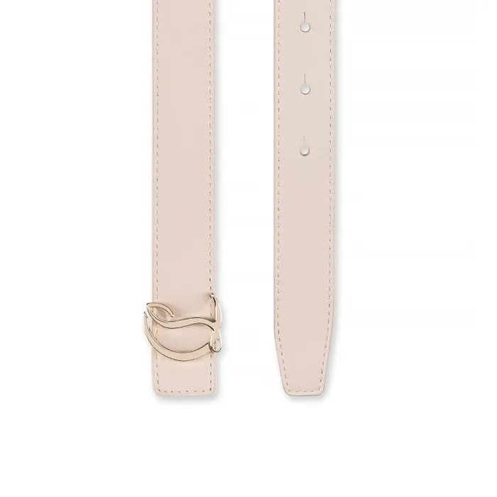 Women CL Logo Belt 8211 Calf Leather 8211 Leche Christian Louboutin Belts
