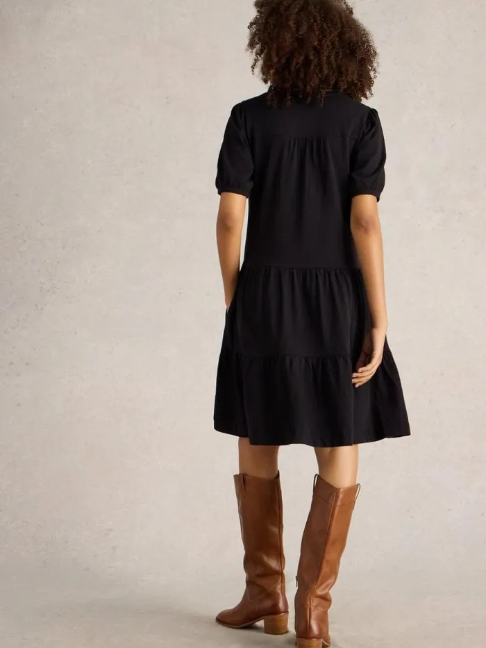 Women Clara Cotton Jersey Dress Pure Black White Stuff Dresses