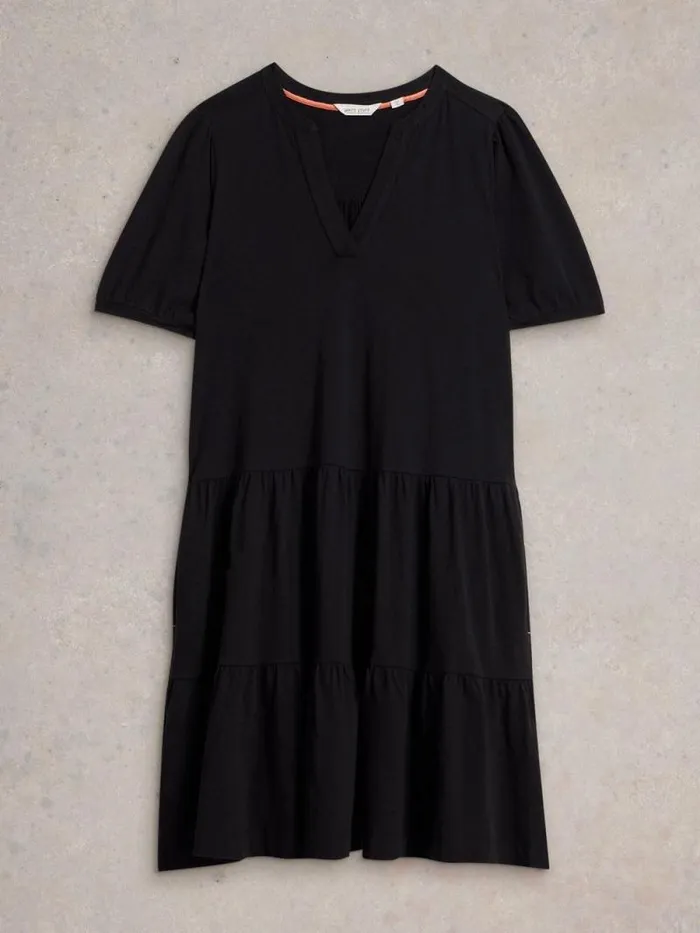 Women Clara Cotton Jersey Dress Pure Black White Stuff Dresses