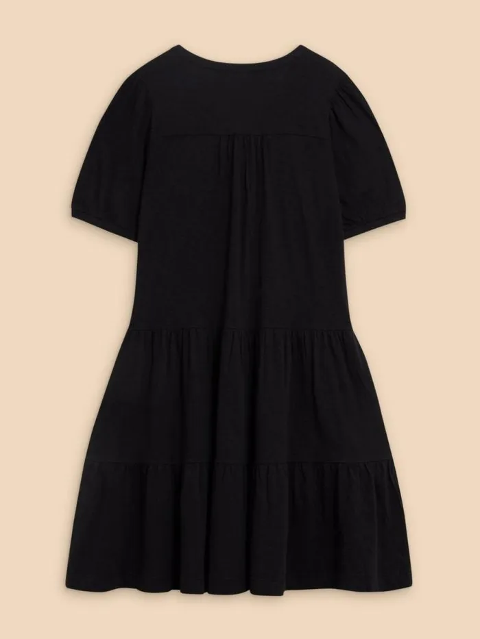 Women Clara Cotton Jersey Dress Pure Black White Stuff Dresses