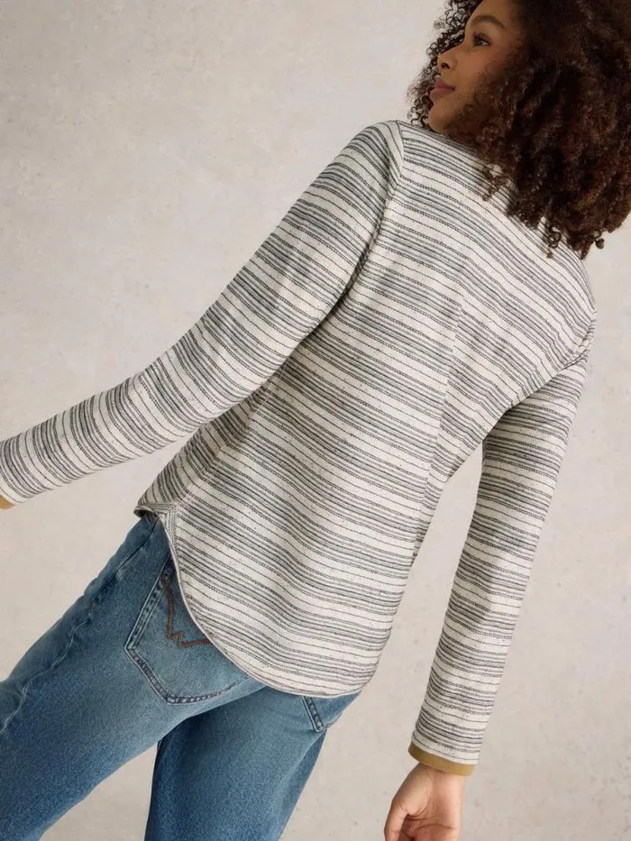 Women CLARA STITCH LS TEE Natural Multi White Stuff Tops and Tees