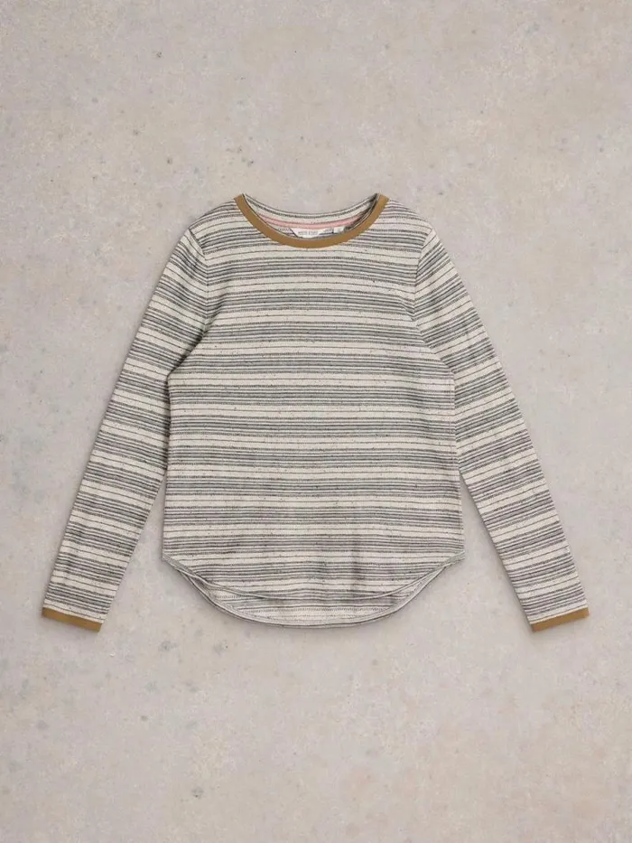 Women CLARA STITCH LS TEE Natural Multi White Stuff Tops and Tees