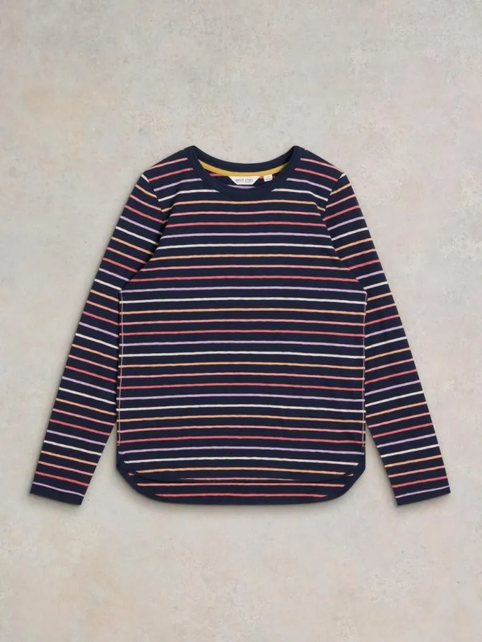 Women CLARA STRIPE LS TEE Navy Multi White Stuff Tops and Tees