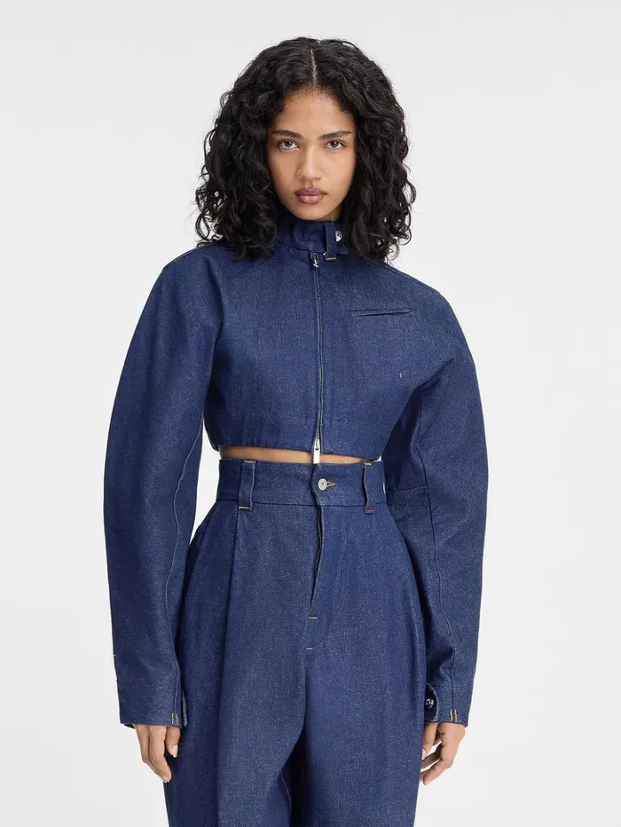 Women Coats and Jackets JACQUEMUS The Cabrio Denim DeNmes Jacket Navy Women Coats and Jackets JACQUEMUS The Cabrio Denim DeNmes Jacket Navy