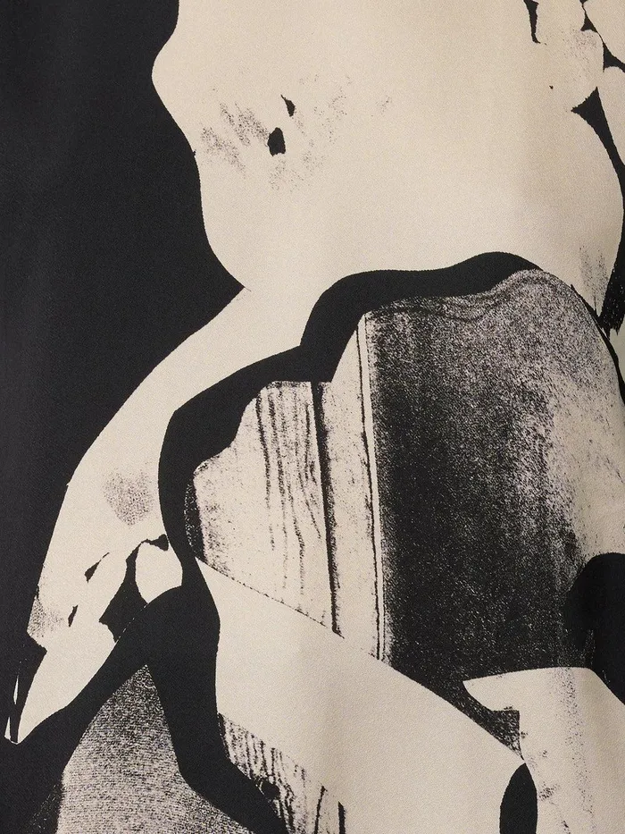 Women Collage Print Drape Top Monochrome Jigsaw Shirts and Tops