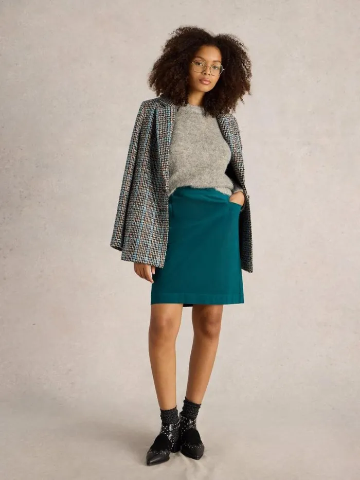 Women Coral Velvet Skirt Bright Teal White Stuff Skirts