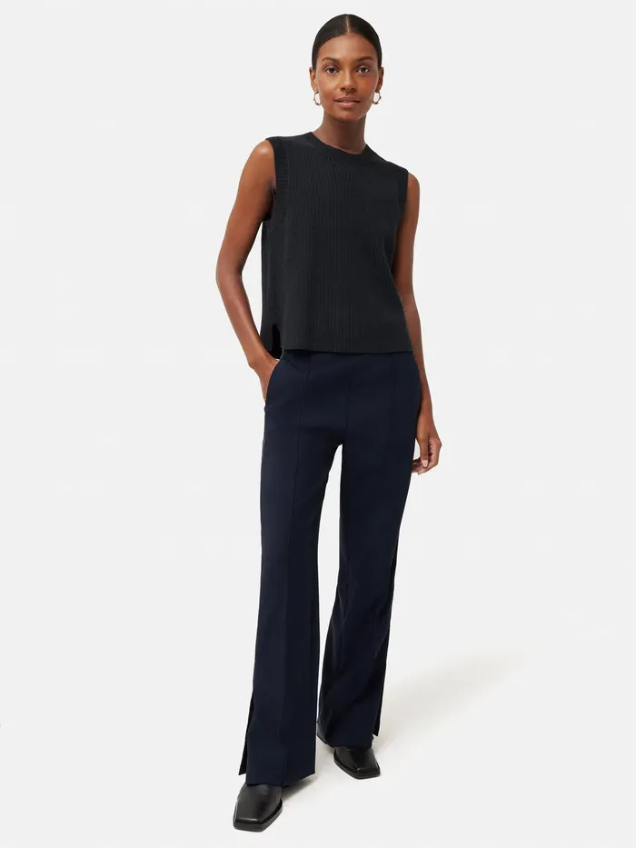 Women Cotton Blend Crew Tank Black Jigsaw Knitwear and Cashmere