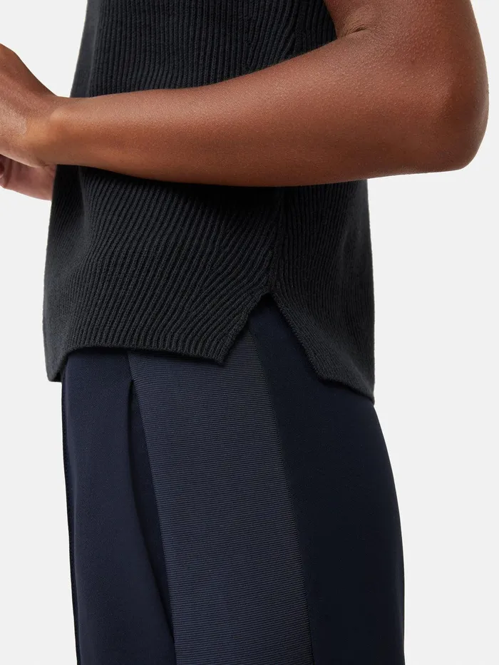 Women Cotton Blend Crew Tank Black Jigsaw Knitwear and Cashmere