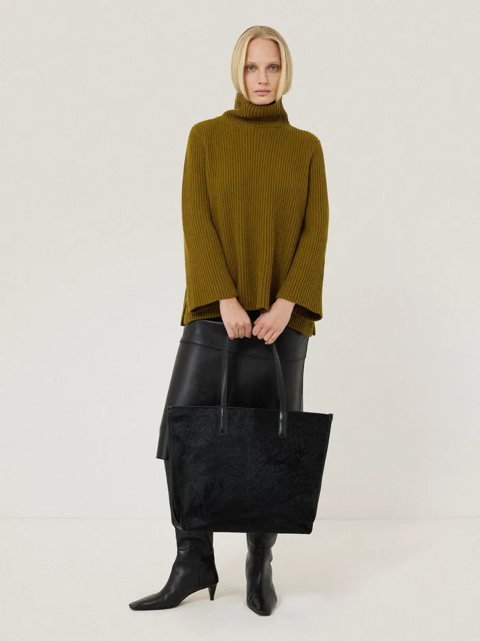 Women Cotton Blend Faroe Fishermans Khaki Jigsaw Knitwear and Cashmere