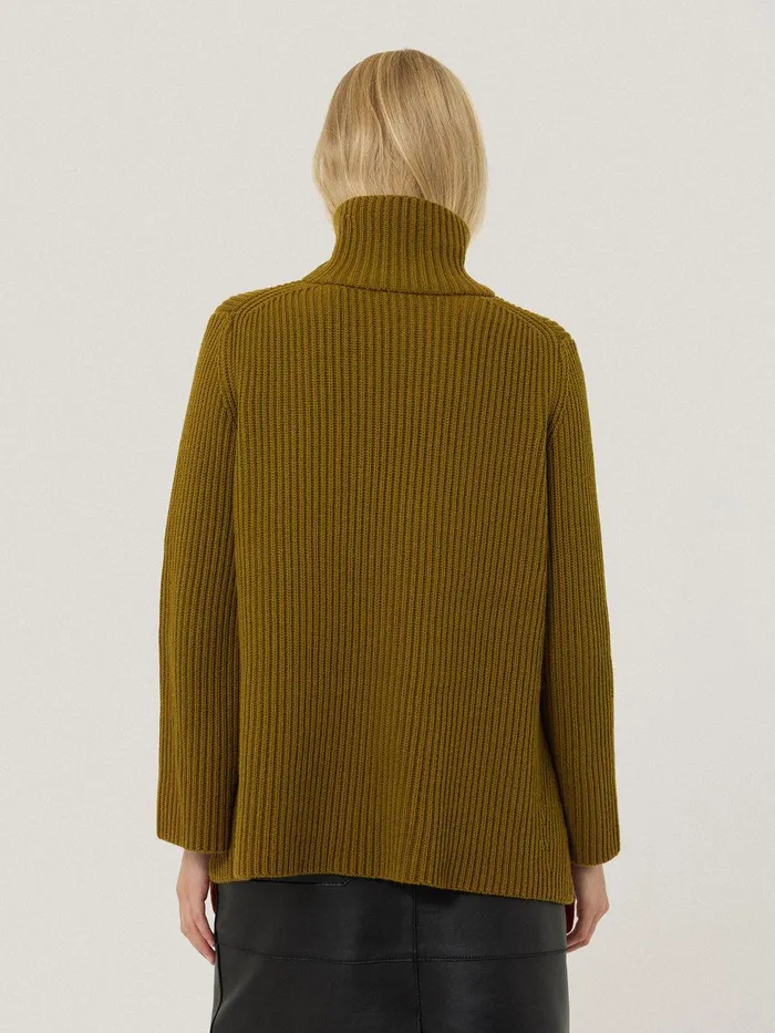Women Cotton Blend Faroe Fishermans Khaki Jigsaw Knitwear and Cashmere