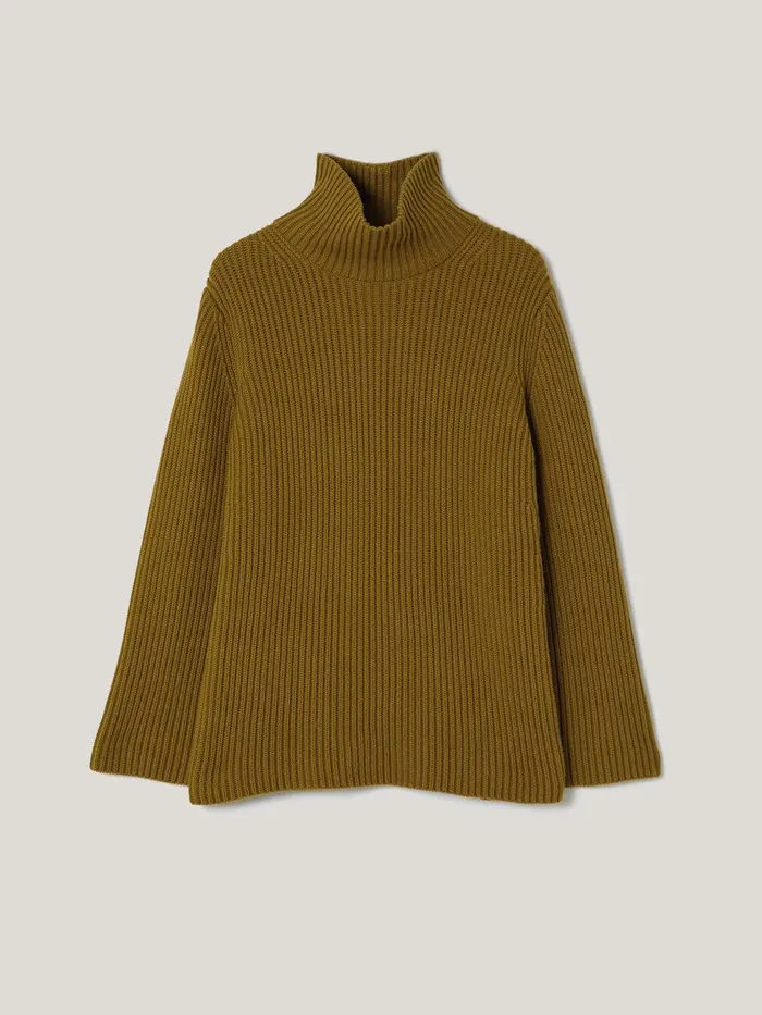 Women Cotton Blend Faroe Fishermans Khaki Jigsaw Knitwear and Cashmere