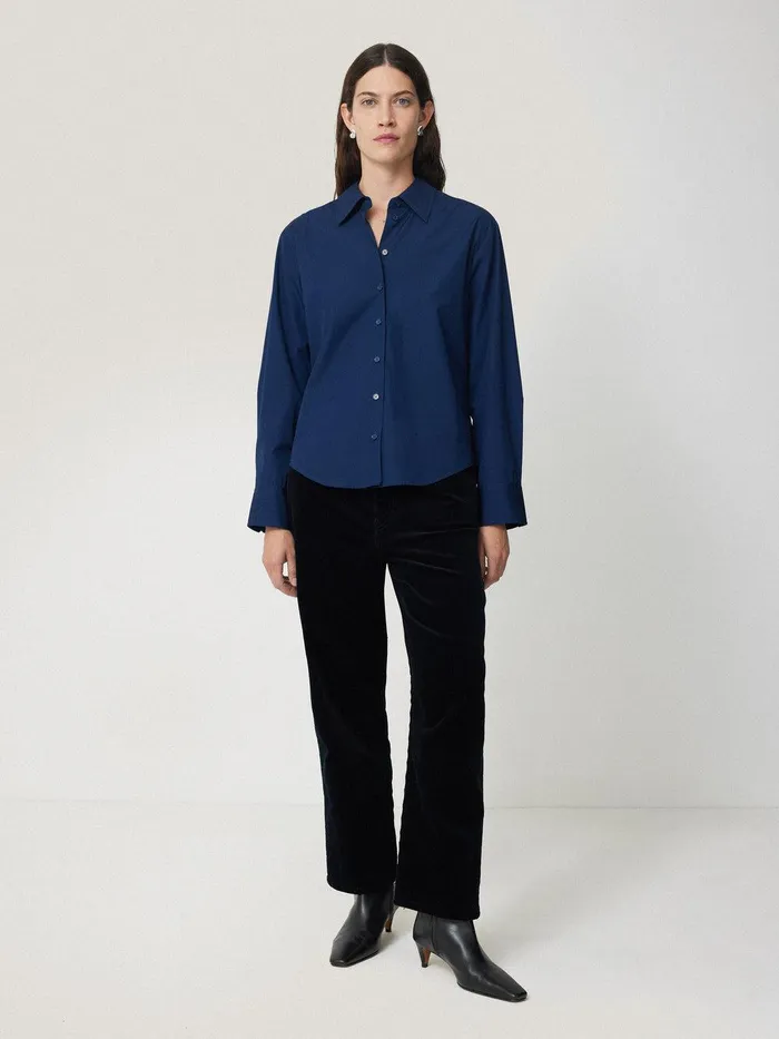 Women Cotton Casual Shirt Blue Jigsaw Shirts and Tops