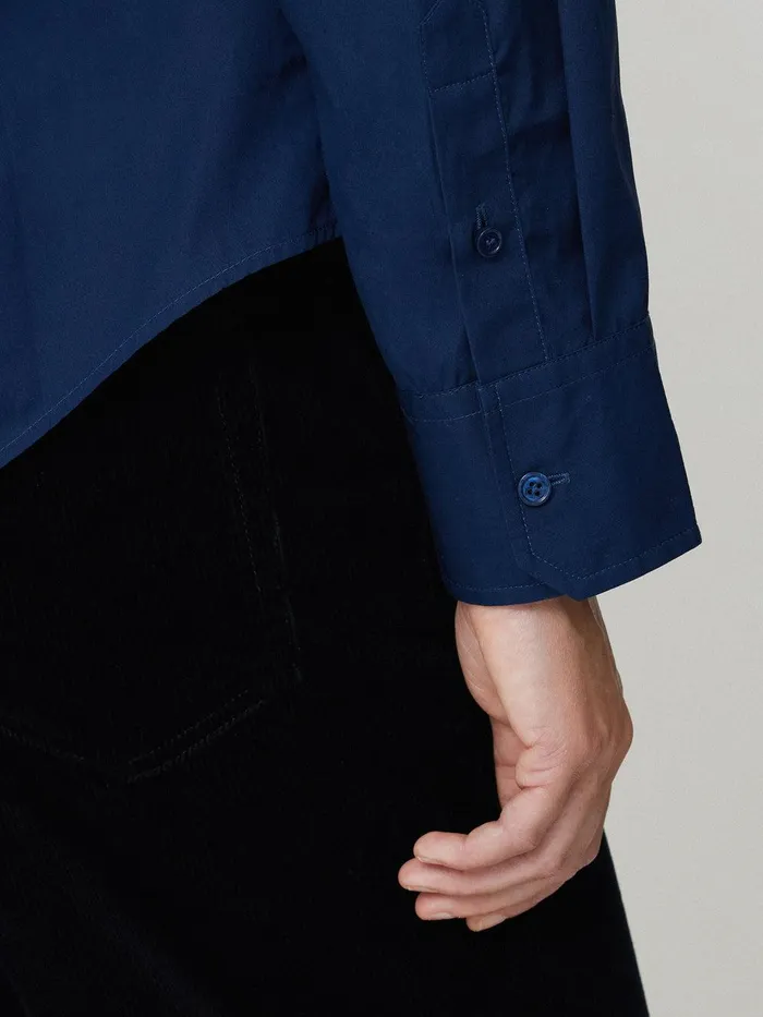 Women Cotton Casual Shirt Blue Jigsaw Shirts and Tops