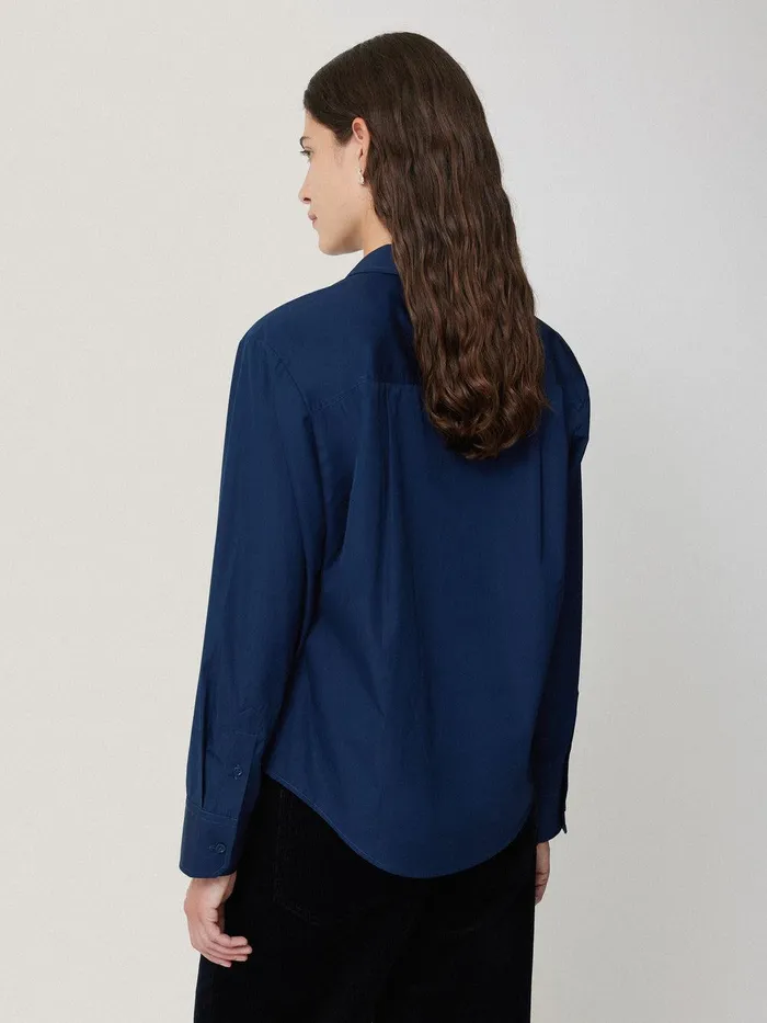 Women Cotton Casual Shirt Blue Jigsaw Shirts and Tops