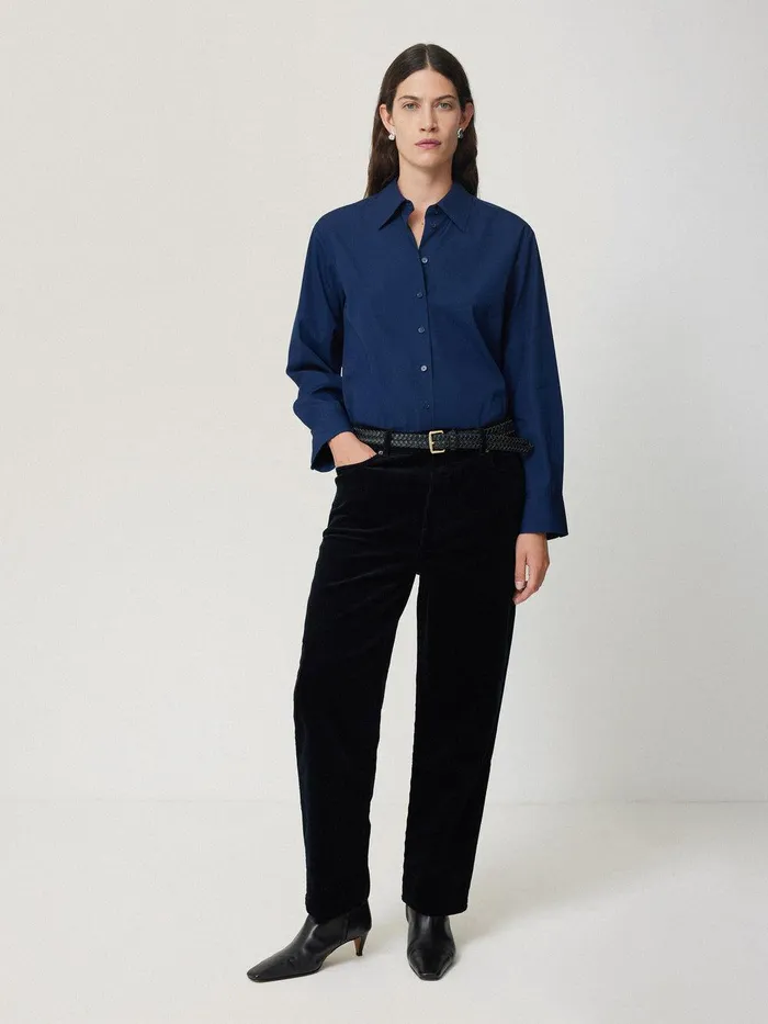 Women Cotton Casual Shirt Blue Jigsaw Shirts and Tops
