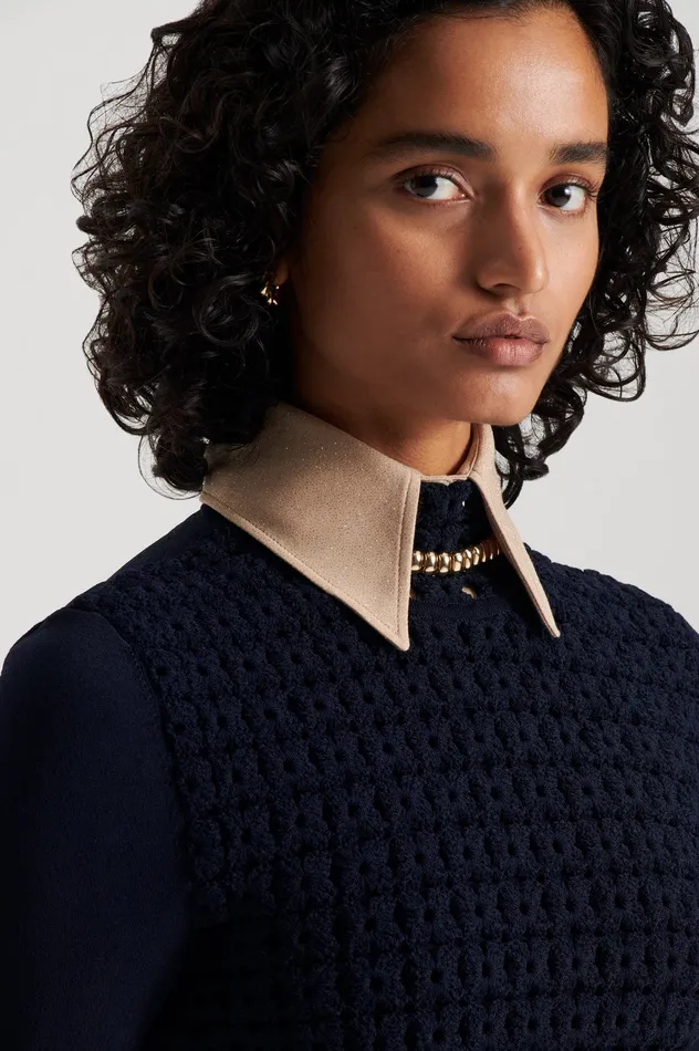 Women CREPE KNIT DAISY DRESS NAVY Dresses Scanlan Theodore