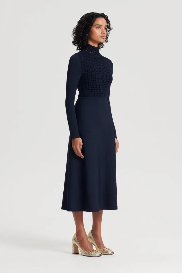 Women CREPE KNIT DAISY DRESS NAVY Dresses Scanlan Theodore