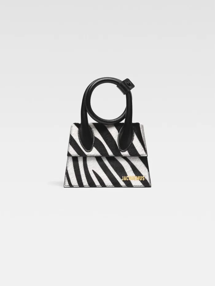 Women Crossbody and Handbags JACQUEMUS The Knot Chiquito Black and White Zebra