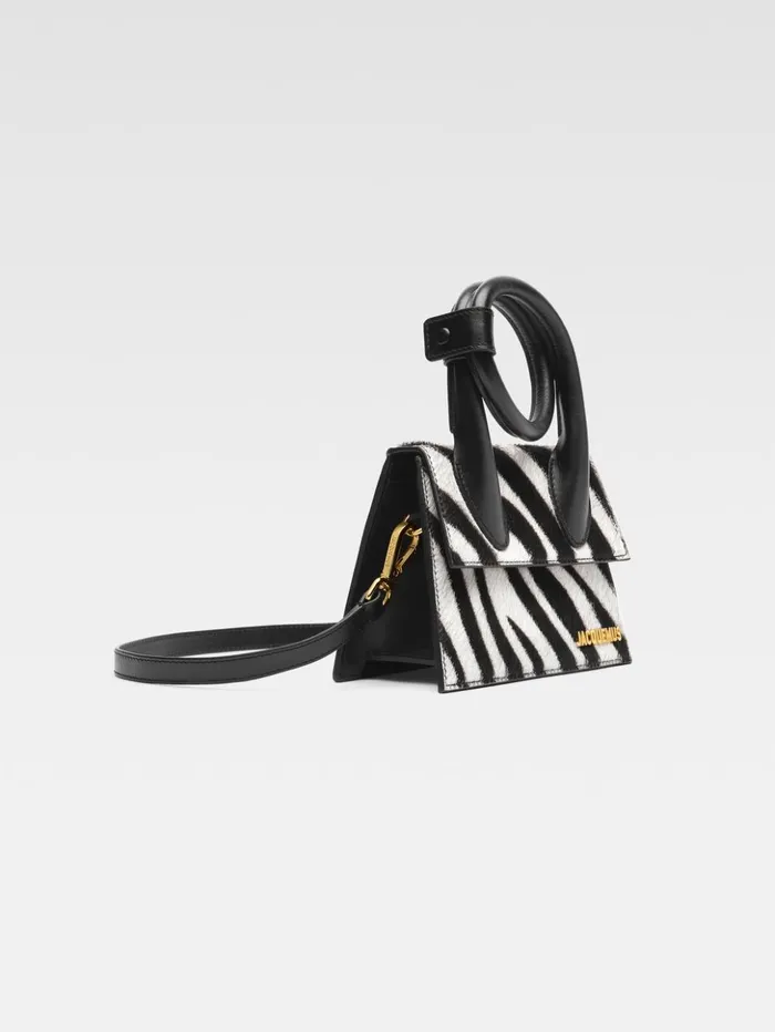Women Crossbody and Handbags JACQUEMUS The Knot Chiquito Black and White Zebra Women Crossbody and Handbags JACQUEMUS The Knot Chiquito Black and White Zebra