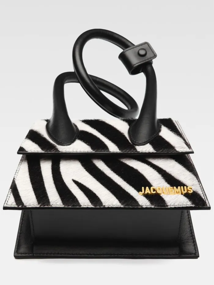 Women Crossbody and Handbags JACQUEMUS The Knot Chiquito Black and White Zebra Women Crossbody and Handbags JACQUEMUS The Knot Chiquito Black and White Zebra