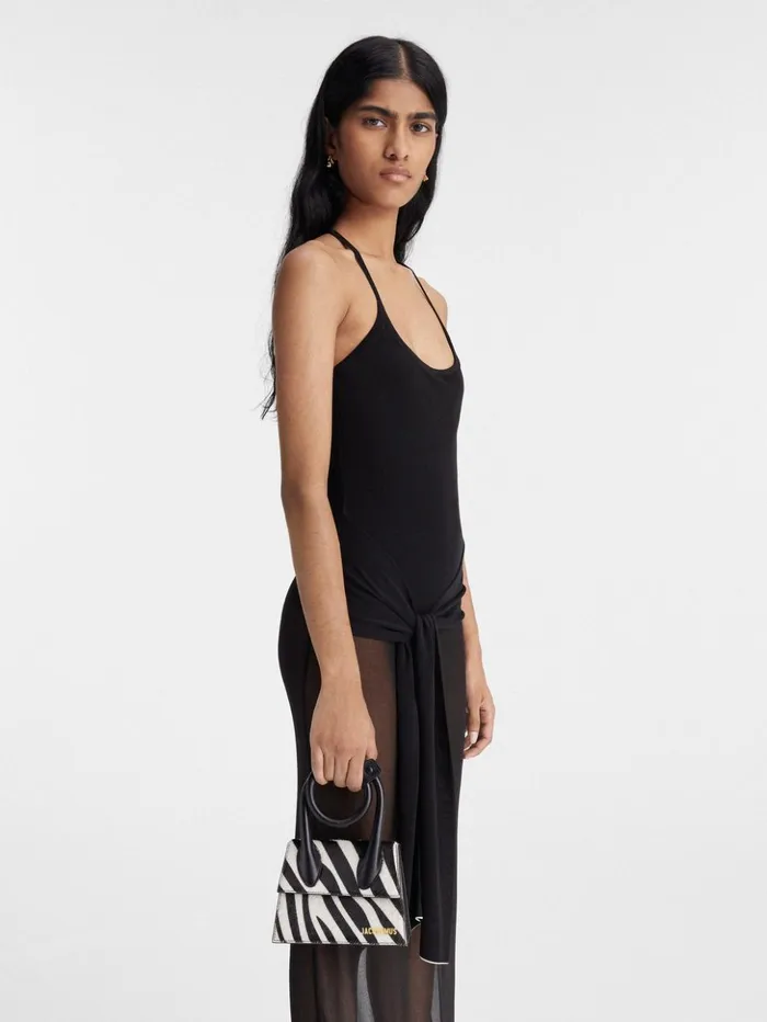 Women Crossbody and Handbags JACQUEMUS The Knot Chiquito Black and White Zebra Women Crossbody and Handbags JACQUEMUS The Knot Chiquito Black and White Zebra