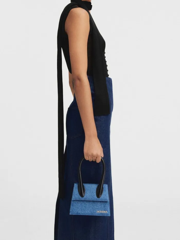 Women Crossbody and Handbags JACQUEMUS The Medium Chiquito Blue Women Crossbody and Handbags JACQUEMUS The Medium Chiquito Blue