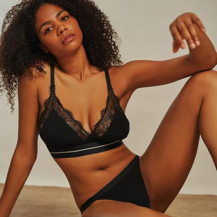 Women Cup E To F Love Stories Love Lace Bralette Black